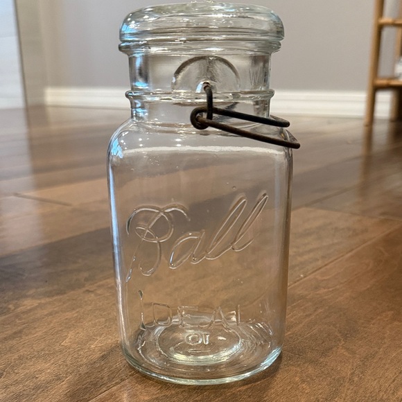 Vintage Glass Ball Jar with Lid